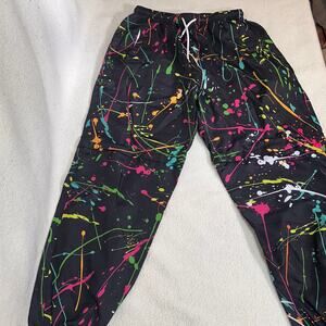 Funny Guy Mugs Convertible Zip Off Pants Medium Neon Paint Splatter Streetwear